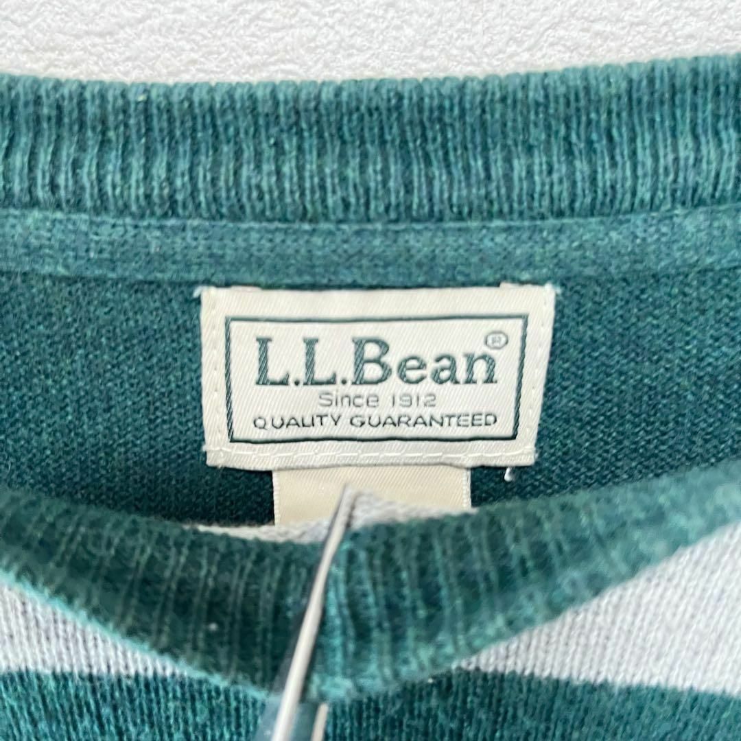 L.L.Bean(エルエルビーン)のエルエルビーン ニットセーター 90s 古着 M ボーダー カシミヤ 緑a59 メンズのトップス(ニット/セーター)の商品写真