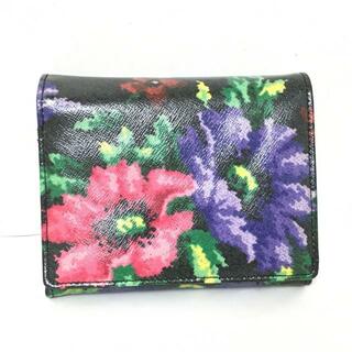 FEILER(フェイラー) 2つ折り財布 - 黒×マルチ 花柄 合皮
