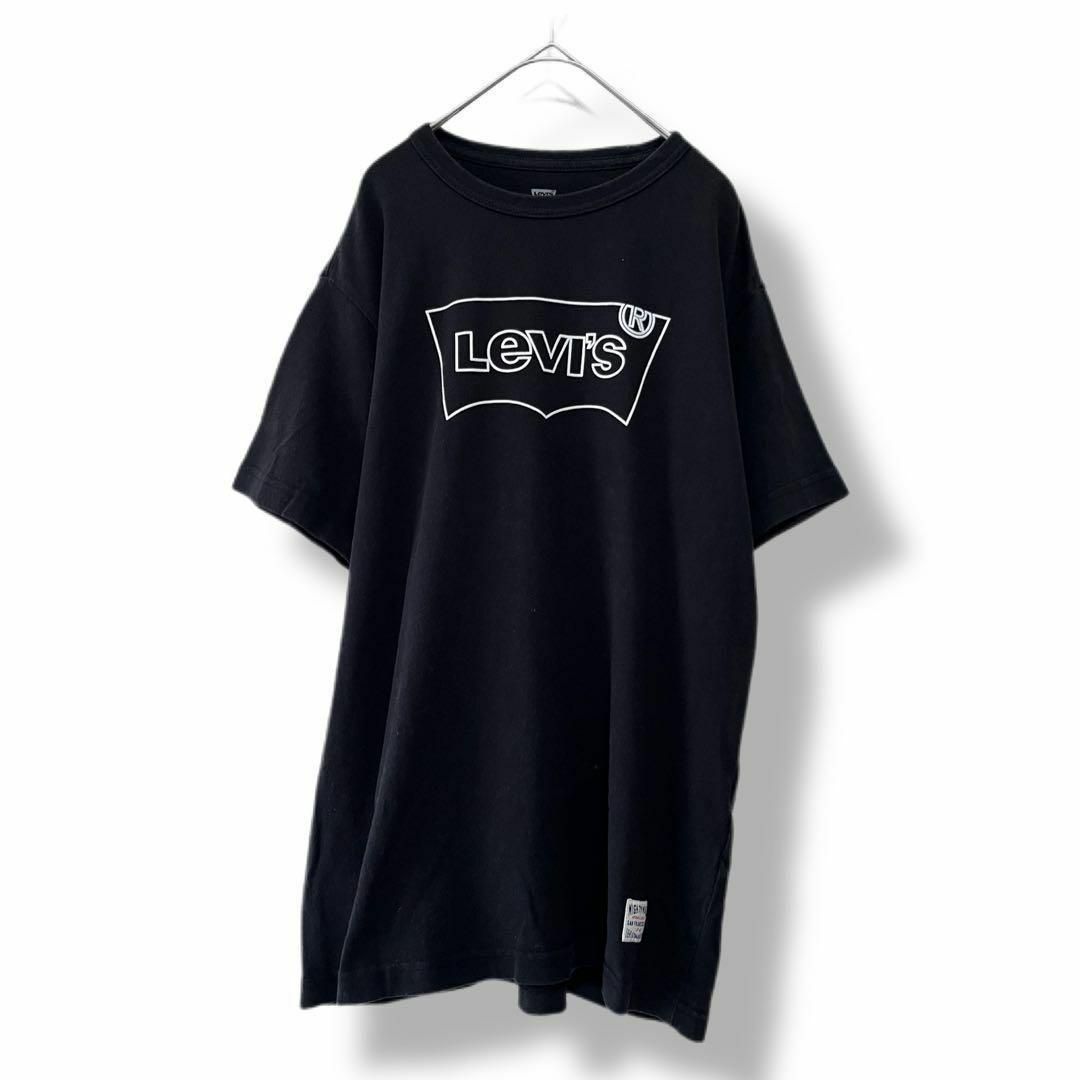 Levi's(リーバイス)のリーバイス Tシャツ 古着 M ビッグロゴ 無地 黒b27 メンズのトップス(Tシャツ/カットソー(半袖/袖なし))の商品写真