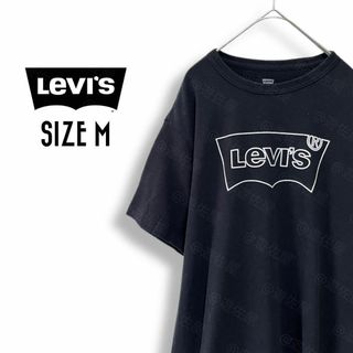 Levi's - リーバイス Tシャツ 古着 M ビッグロゴ 無地 黒b27