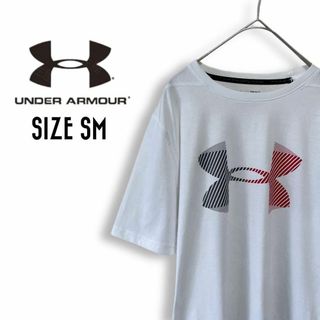 UNDER ARMOUR - アンダーアーマー Tシャツ 古着 SM ビッグロゴ プリント 白b30