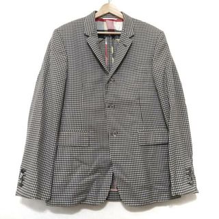 トムブラウン(THOM BROWNE)のTHOM BROWNE(トムブラウン) ジャケット サイズ3 L メンズ美品  - 黒×白 長袖/チェック柄/春(その他)