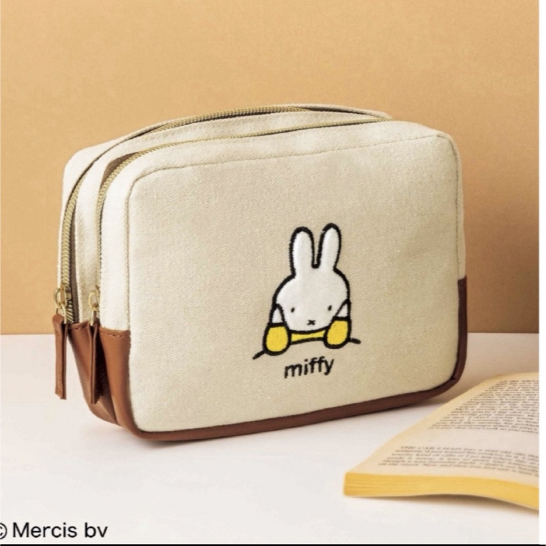 miffy(ミッフィー)の【新品】ミッフィー 整理上手になれる刺繍が可愛い二層式ポーチ レディースのファッション小物(ポーチ)の商品写真