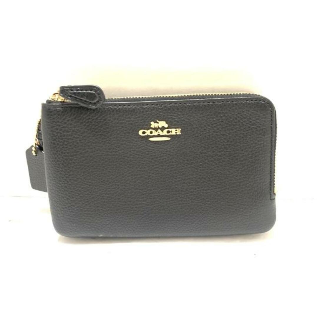 COACH(コーチ)のCOACH(コーチ) リストレット美品  ダブルコーナー ジップ リストレット 6649 黒 ダブルジップ レザー レディースのファッション小物(ポーチ)の商品写真