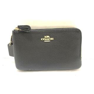 コーチ(COACH)のCOACH(コーチ) リストレット美品  ダブルコーナー ジップ リストレット 6649 黒 ダブルジップ レザー(ポーチ)