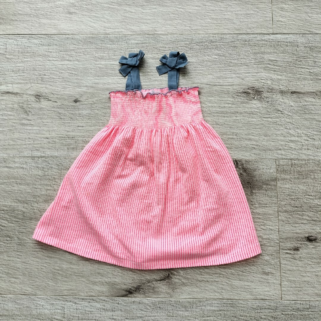 ZARA KIDS(ザラキッズ)のZARAベビー ストライプりぼんワンピース 104cm キッズ/ベビー/マタニティのキッズ服女の子用(90cm~)(ワンピース)の商品写真