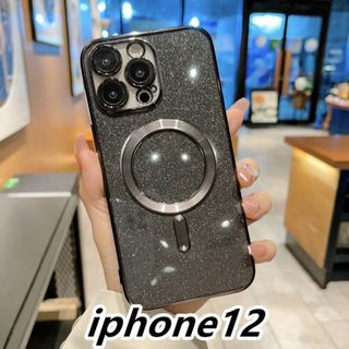 iphone12ケース 　無線　磁気 ワイヤレス充電 ブラックc(iPhoneケース)