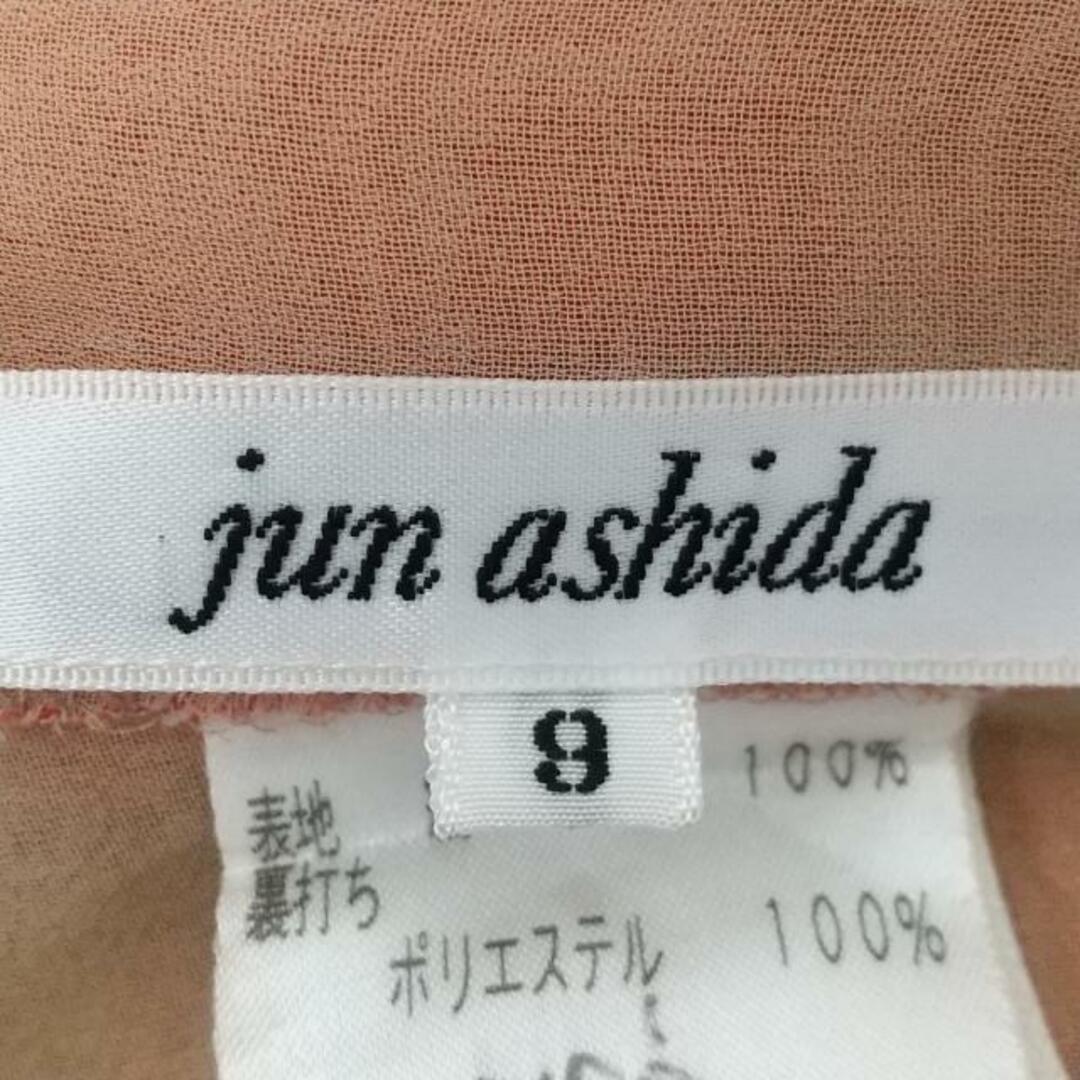 jun ashida(ジュンアシダ)のJUN ASHIDA(ジュンアシダ) 半袖カットソー サイズ9 M レディース美品  - ピンク クルーネック/肩パッド シルク レディースのトップス(カットソー(半袖/袖なし))の商品写真