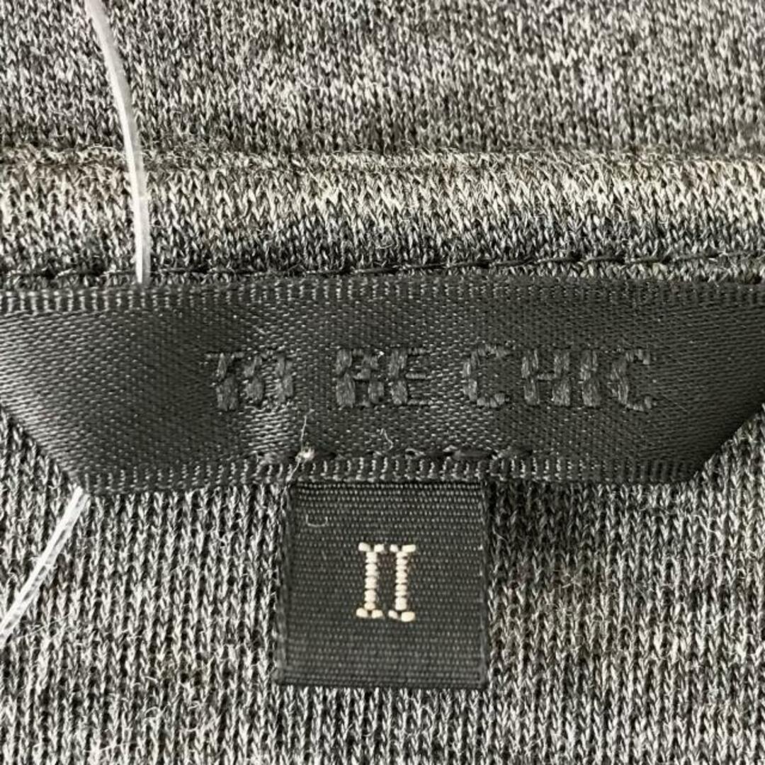 TO BE CHIC(トゥービーシック)のTO BE CHIC(トゥービーシック) 長袖カットソー サイズ2 M レディース - ダークグレー×黒 クルーネック/リボン 毛 レディースのトップス(カットソー(長袖/七分))の商品写真