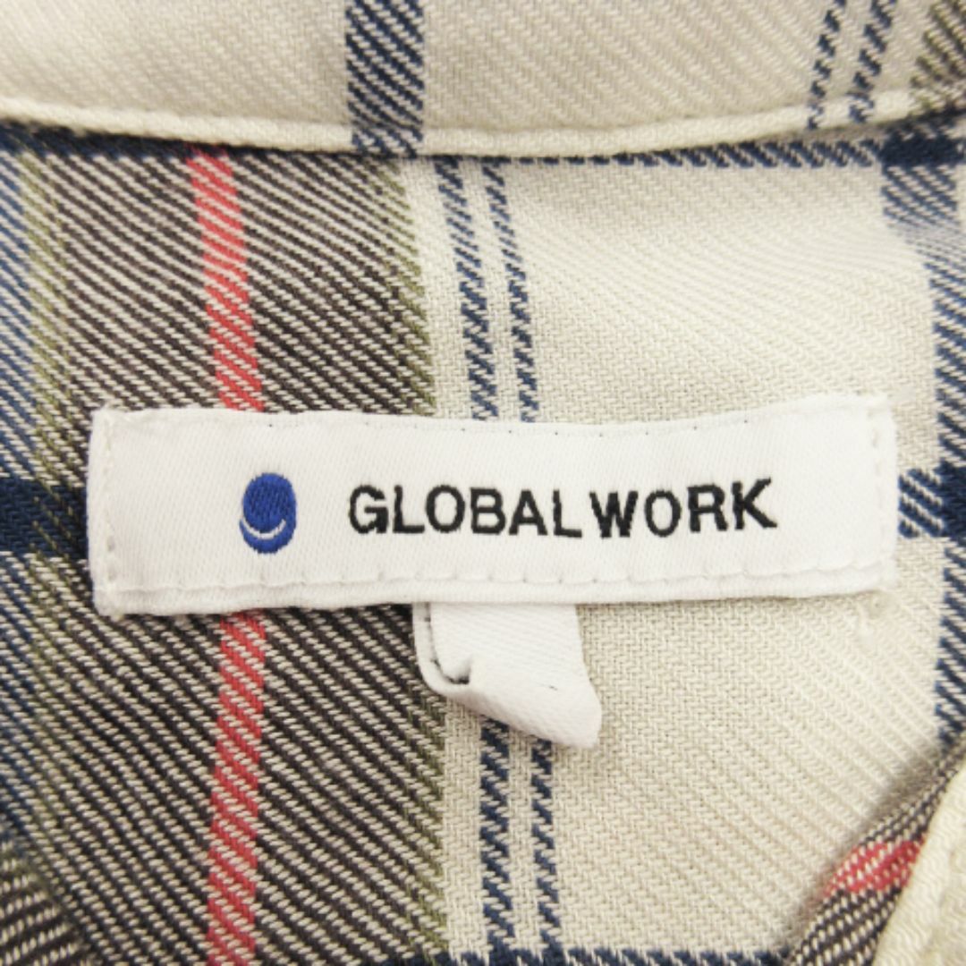 GLOBAL WORK(グローバルワーク)のグローバルワーク チュニックシャツ 長袖 チェック L 白 231219MN2R レディースのトップス(チュニック)の商品写真