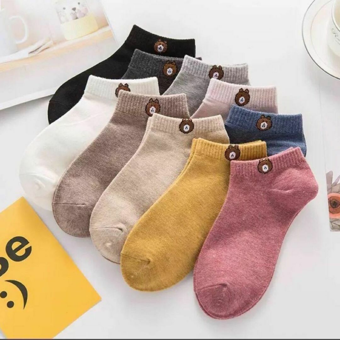 新品 女性靴下 男女兼用 10足組 韓国 ソックス クマ レディースのレッグウェア(ソックス)の商品写真
