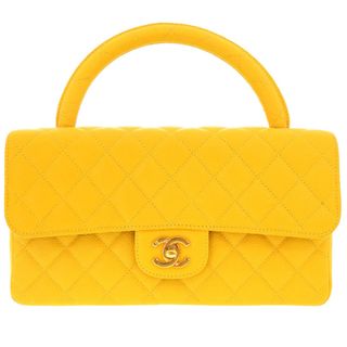 シャネル(CHANEL)の美品 シャネル マトラッセ キャビアスキン イエロー ゴールド金具 4番台 ココマーク ハンドバッグ 黄 0114 【中古】 CHANEL(ハンドバッグ)