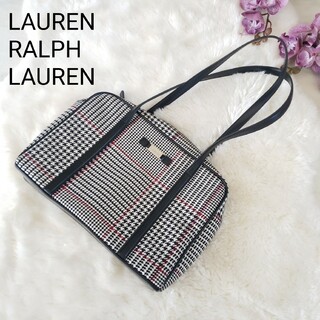 LAUREN RALPH LAUREN ロゴプレート付グレンチェックトートバッグ