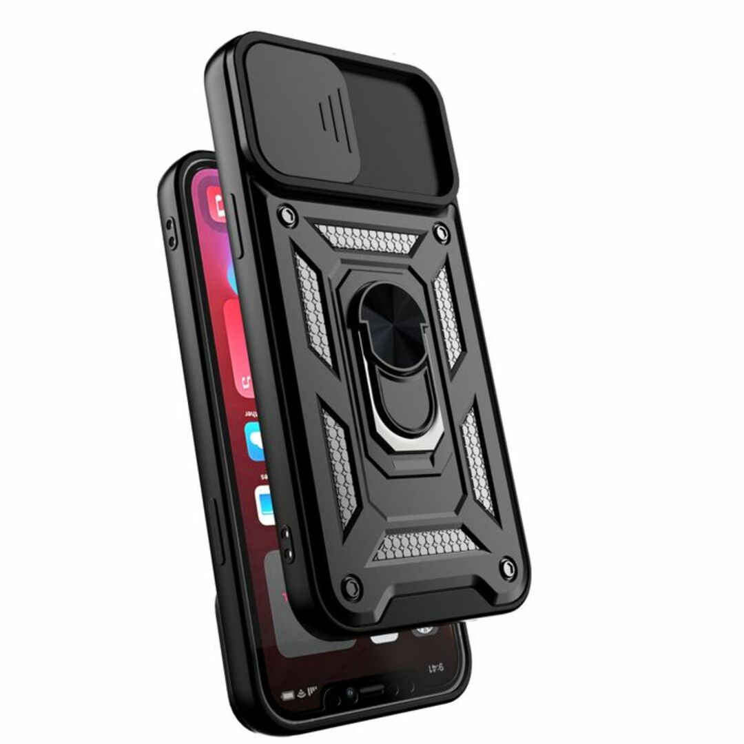 iphone13ケース  リング　ブラック　耐衝撃　レンズ保護 スマホ/家電/カメラのスマホアクセサリー(iPhoneケース)の商品写真