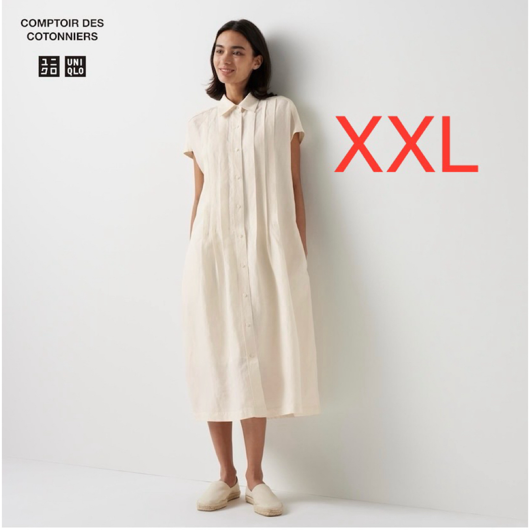 UNIQLO(ユニクロ)のユニクロ コントワー・デ・コトニエ リネンブレンドシャツワンピース（半袖）XXL レディースのワンピース(ロングワンピース/マキシワンピース)の商品写真