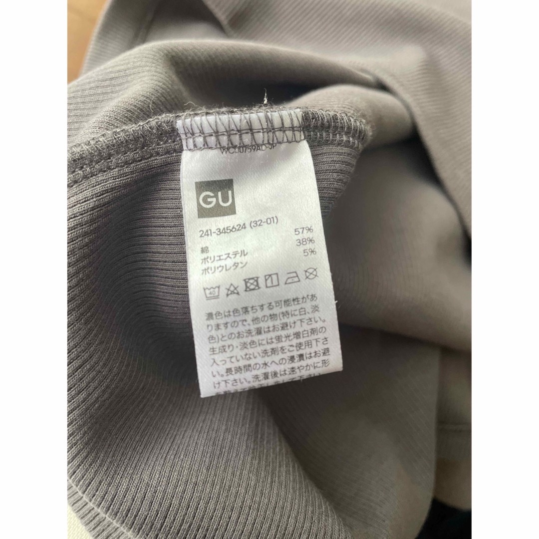 GU(ジーユー)のセール⭐︎GU  リブT  グレー  Lサイズ　レディース レディースのトップス(Tシャツ(半袖/袖なし))の商品写真