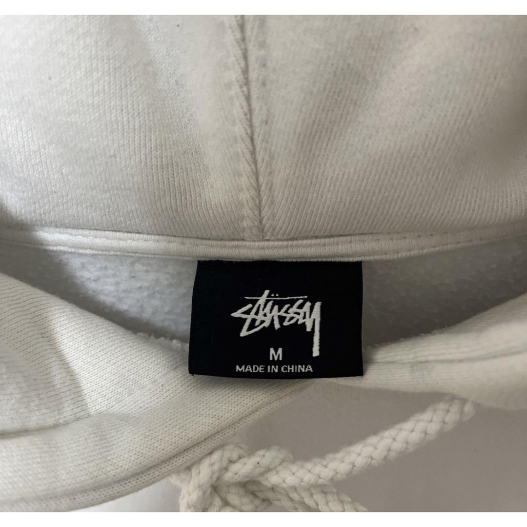 STUSSY(ステューシー)のステューシー プルオーバー パーカー ホワイト ショーンフォント M 裏起毛 メンズのトップス(パーカー)の商品写真