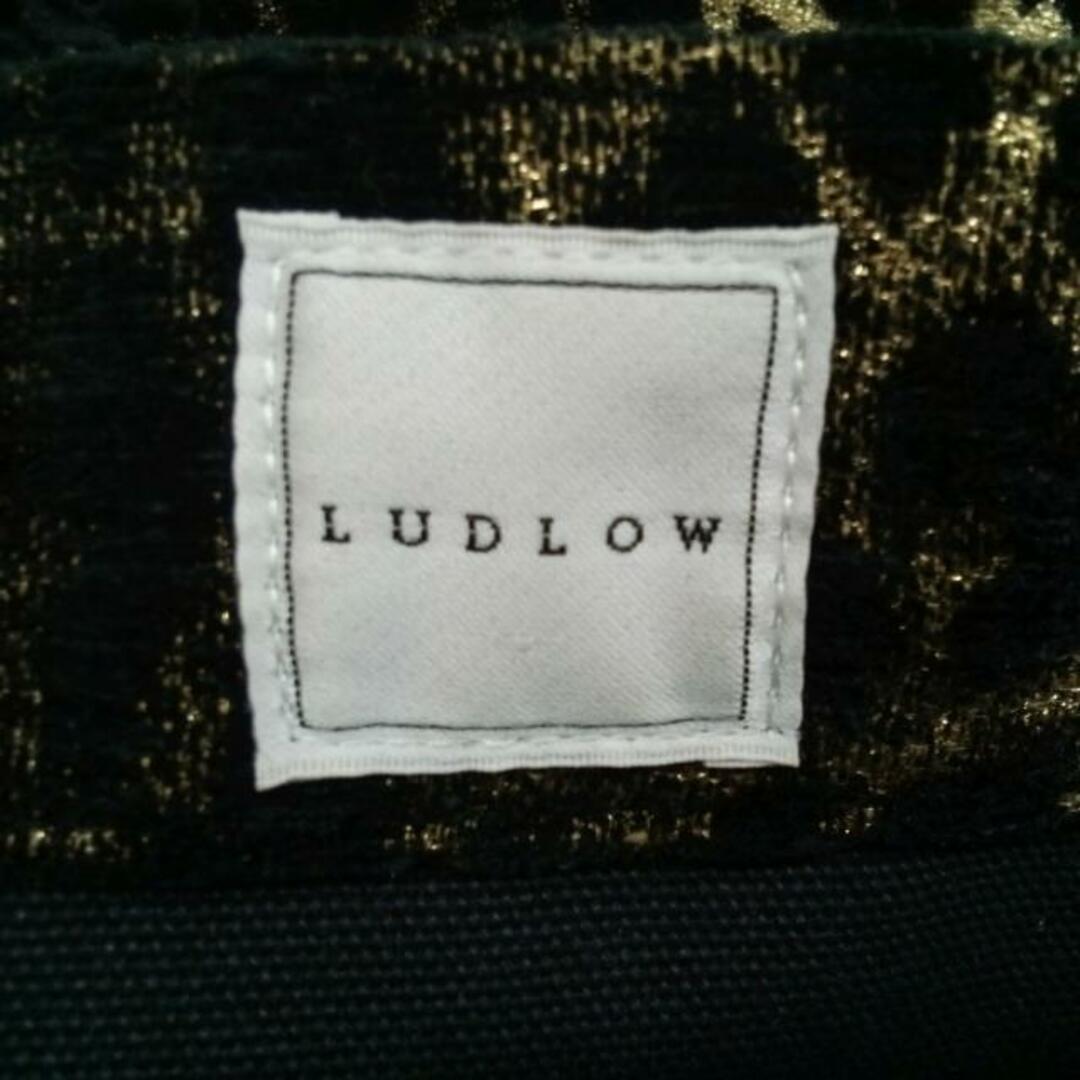 LUDLOW(ラドロー)のLUDLOW(ラドロー) トートバッグ - 黒×ゴールド フリル/豹柄 パイル×キャンバス×サテン レディースのバッグ(トートバッグ)の商品写真