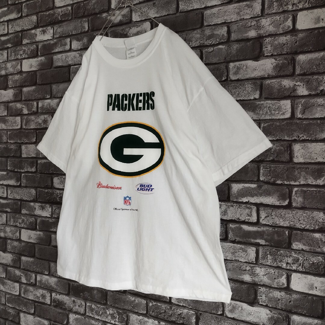 GILDAN(ギルタン)のNFLグリーンベイパッカーズビッグロゴtシャツTシャツオーバーサイズアメフト白 メンズのトップス(Tシャツ/カットソー(半袖/袖なし))の商品写真