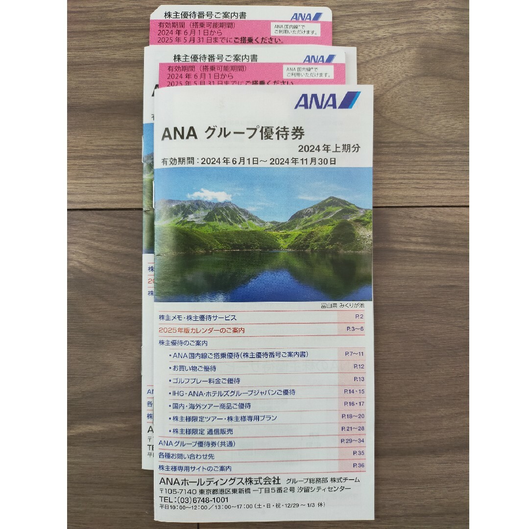 ANA(全日本空輸)(エーエヌエー(ゼンニッポンクウユ))のANA 株主優待券２枚　冊子２冊 チケットの優待券/割引券(その他)の商品写真