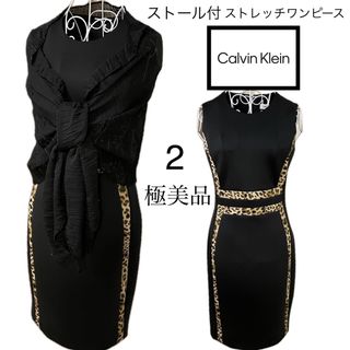 カルバンクライン(Calvin Klein)の美品☆ カルバンクライン☆☆ストール付　ワンピース　2(ひざ丈ワンピース)