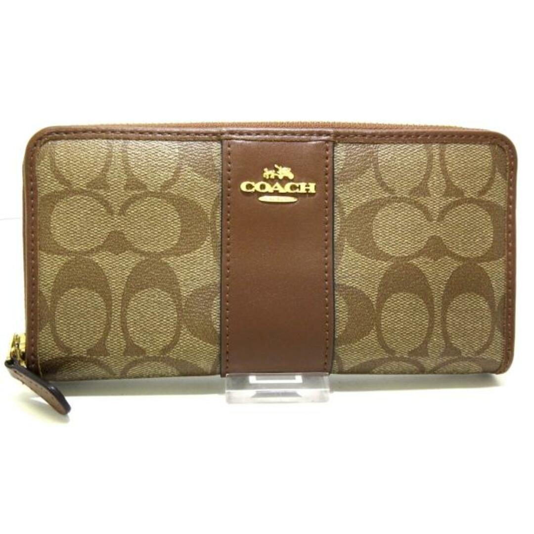 COACH(コーチ)のCOACH(コーチ) 長財布美品  シグネチャー柄 F54630 ブラウン×カーキ PVC(塩化ビニール)×レザー レディースのファッション小物(財布)の商品写真