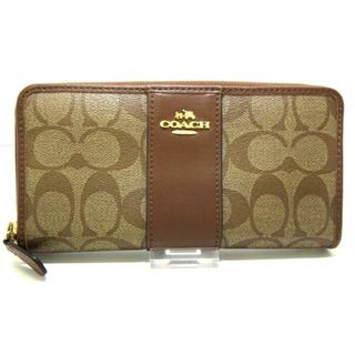 コーチ(COACH)のCOACH(コーチ) 長財布美品  シグネチャー柄 F54630 ブラウン×カーキ PVC(塩化ビニール)×レザー(財布)