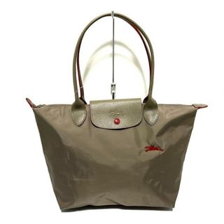 ロンシャン(LONGCHAMP)のLONGCHAMP(ロンシャン) ハンドバッグ美品  ル・プリアージュクラブ グレーベージュ×レッド 折りたたみ ナイロン×レザー(ハンドバッグ)