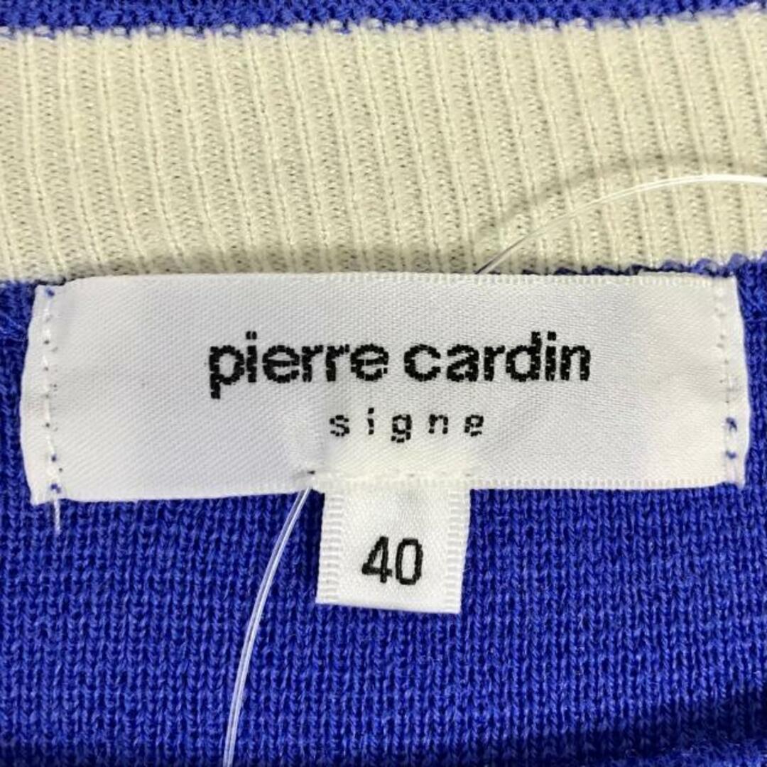 pierre cardin(ピエールカルダン)のpierre cardin(ピエールカルダン) チュニック サイズ40 M レディース - ブルー×アイボリー クルーネック/長袖/ニット アクリル、毛 レディースのトップス(チュニック)の商品写真