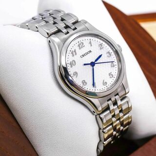 セイコー(SEIKO)の◆美品 稼働 SEIKO CREDOR 腕時計 シグノ 青針 新品電池 g(腕時計)