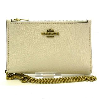 コーチ(COACH)のCOACH(コーチ) カードケース美品  コーチ ジップ チェーン カード ケース カラーブロック C0160 白×マルチ コインケース付き レザー(名刺入れ/定期入れ)