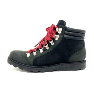 ソレル(SOREL)のSOREL(ソレル) ブーツ レディース 黒×レッド ワークブーツ ヌバック×レザー(ブーツ)