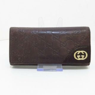 グッチ(Gucci)のGUCCI(グッチ) 長財布 インターロッキングG,シマライン 204836 ダークブラウン レザー(財布)