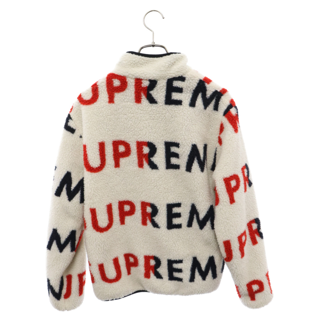 Supreme(シュプリーム)のSUPREME シュプリーム 18AW Reversible Logo Fleece Jacket リバーシブルロゴフリースジャケット ボアブルゾン 総柄ロゴ ホワイト/レッド メンズのジャケット/アウター(フライトジャケット)の商品写真