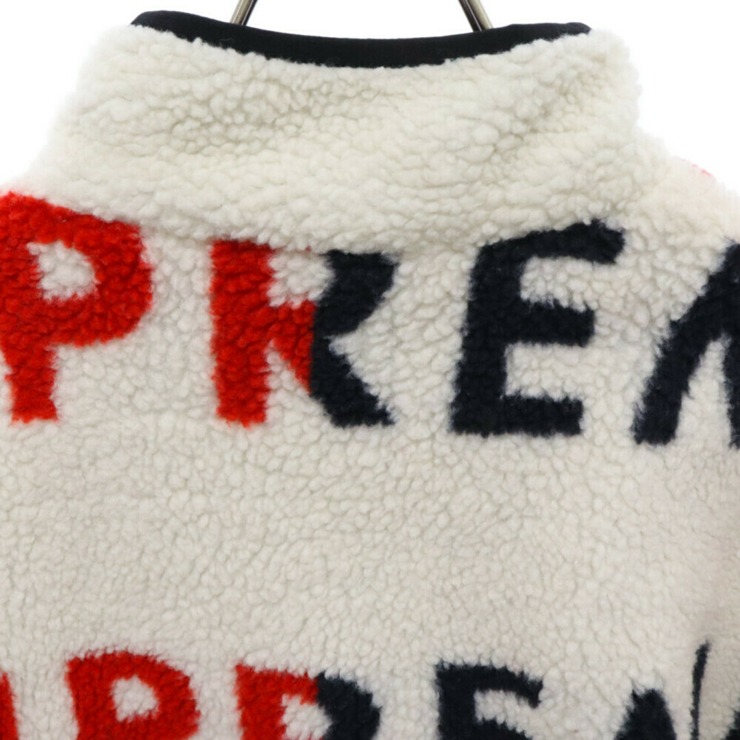 Supreme(シュプリーム)のSUPREME シュプリーム 18AW Reversible Logo Fleece Jacket リバーシブルロゴフリースジャケット ボアブルゾン 総柄ロゴ ホワイト/レッド メンズのジャケット/アウター(フライトジャケット)の商品写真