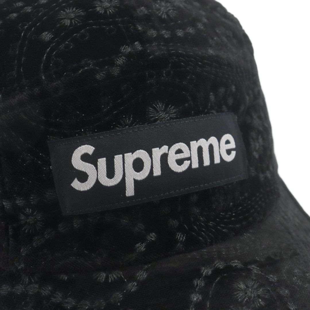 Supreme(シュプリーム)のSUPREME シュプリーム 23AW Velvet Paisley Camp Cap ベルベット ペイズリー キャンプ キャップ 帽子 ブラック メンズの帽子(キャップ)の商品写真