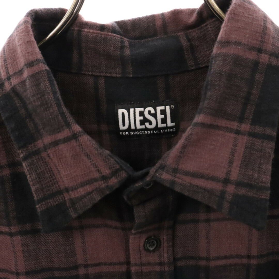 DIESEL(ディーゼル)のDIESEL ディーゼル S-MDI-21 ブロックチェック レギュラーカラー長袖シャツ ブラック/ブラウン A03003-OWBBP-61K メンズのトップス(シャツ)の商品写真