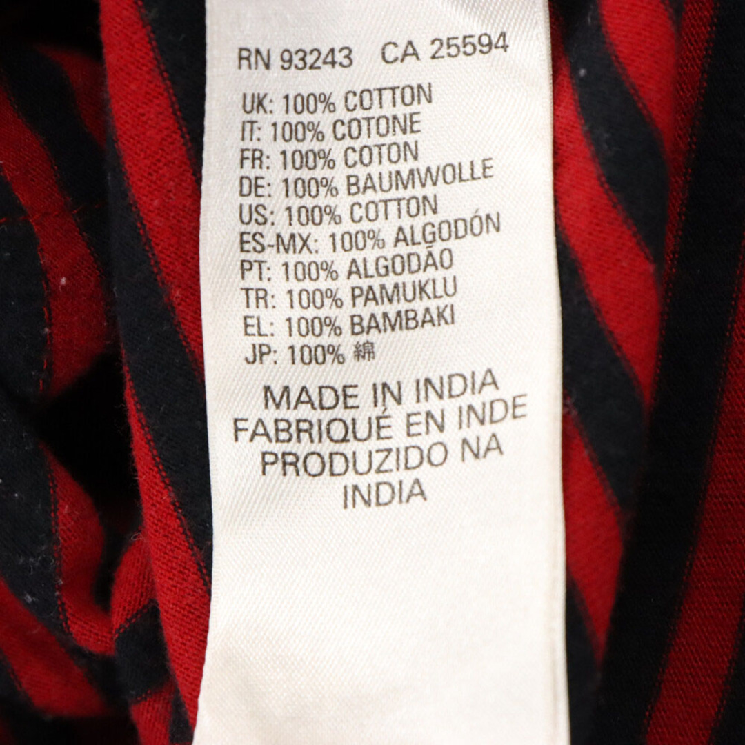 DIESEL(ディーゼル)のDIESEL ディーゼル パッチデザイン ボーダー 長袖Tシャツ カットソー レッド/ブラック メンズのトップス(Tシャツ/カットソー(七分/長袖))の商品写真