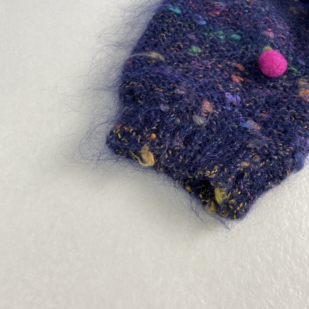 ニット　美品　ボンボン　メランジ　ボリューム　紫 レディースのトップス(ニット/セーター)の商品写真