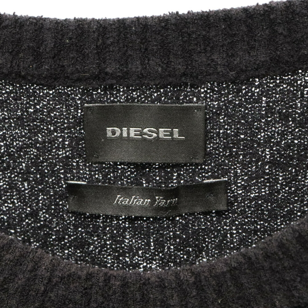 DIESEL(ディーゼル)のDIESEL ディーゼル パイル地 ボーダー ニット セーター ブラック/ブルー メンズのトップス(ニット/セーター)の商品写真