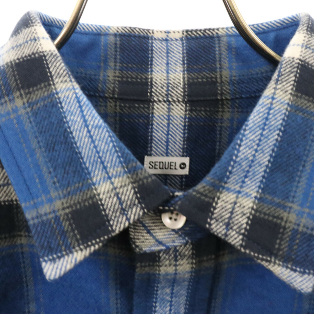 SEQUEL シークエル 23AW FLYFRONT NEL CHECK SHIRT ネルチェック総柄ロングスリーブシャツ 長袖シャツ ブルー SQ-23AW-SH-01 メンズのトップス(シャツ)の商品写真