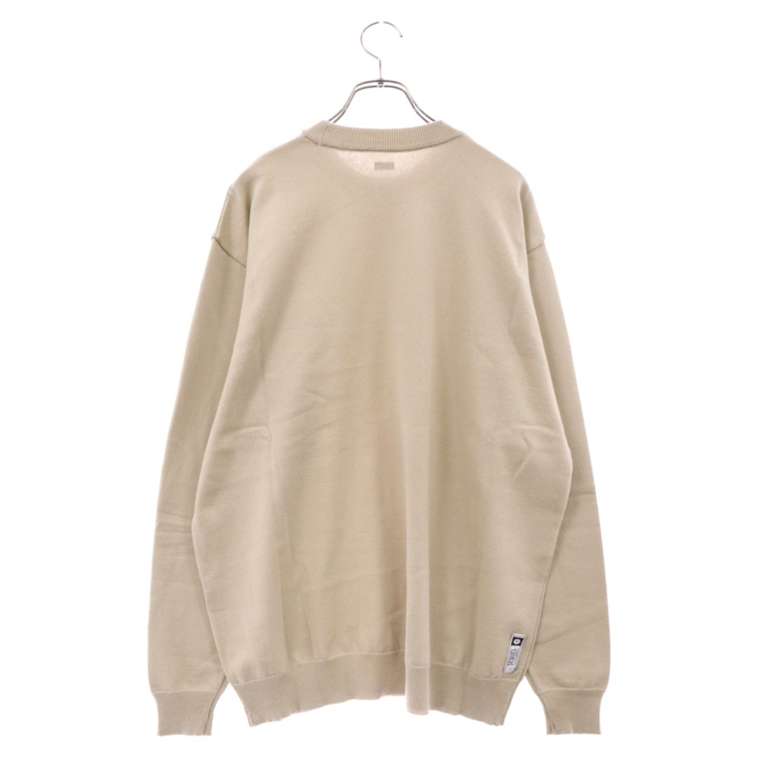 SEQUEL シークエル 23SS CREW NECK KNIT チェーンステッチロゴ刺繍クルーネックニットセーター ベージュ SQ-22AW-KN-01 メンズのトップス(ニット/セーター)の商品写真