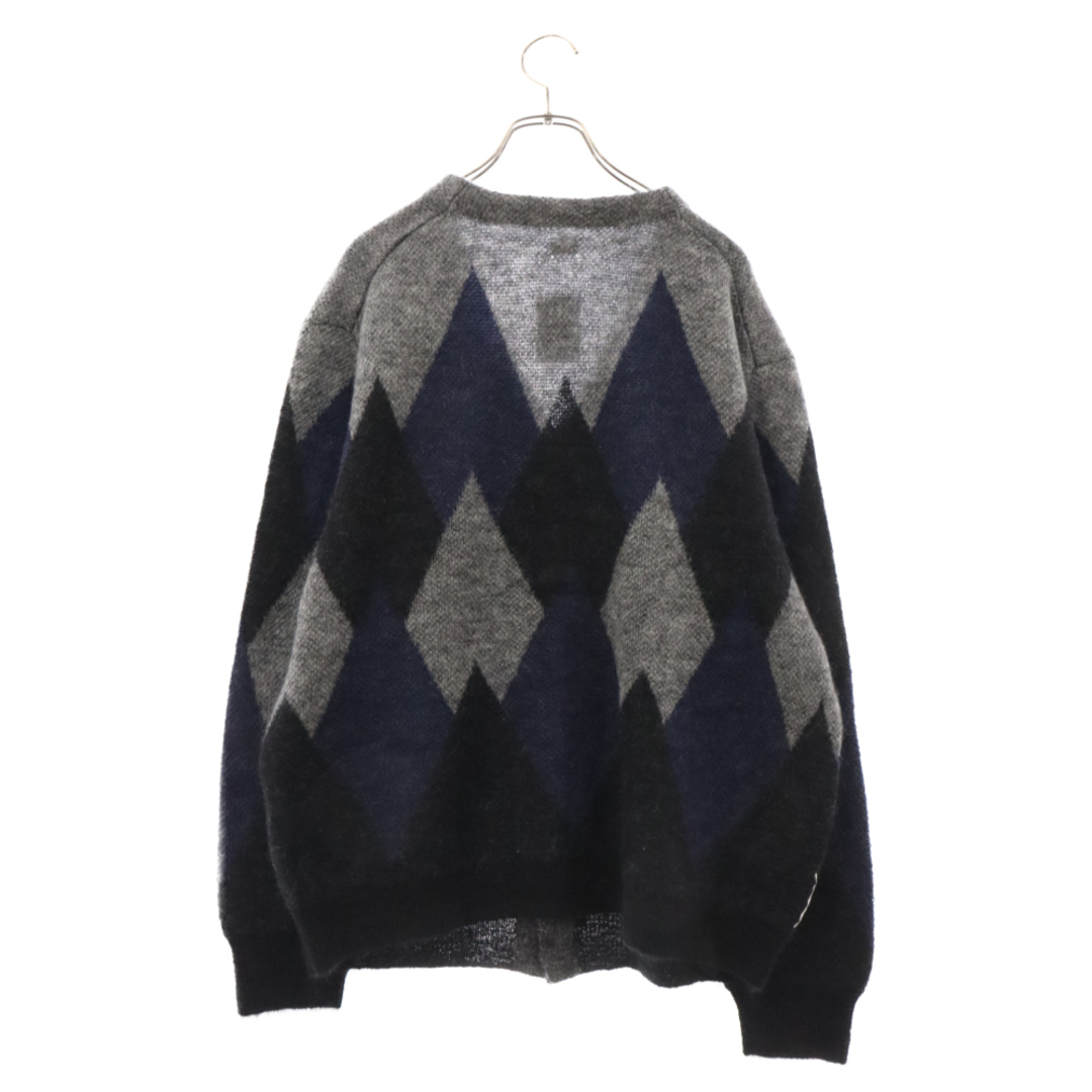 SEQUEL シークエル 22AW MOHAIR CARDIGAN アーガイルモヘア混ニットカーディガン ブラック ネイビー グレー SQ-22AW-KN-01 メンズのトップス(カーディガン)の商品写真