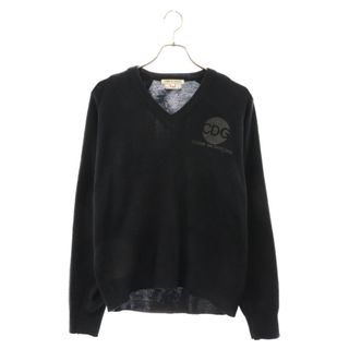 コムデギャルソン(COMME des GARCONS)のCOMME des GARCONS コムデギャルソン Logo V Neck Knit Sweater ロゴ Vネック ニットセーター ネイビー IH-N002(ニット/セーター)