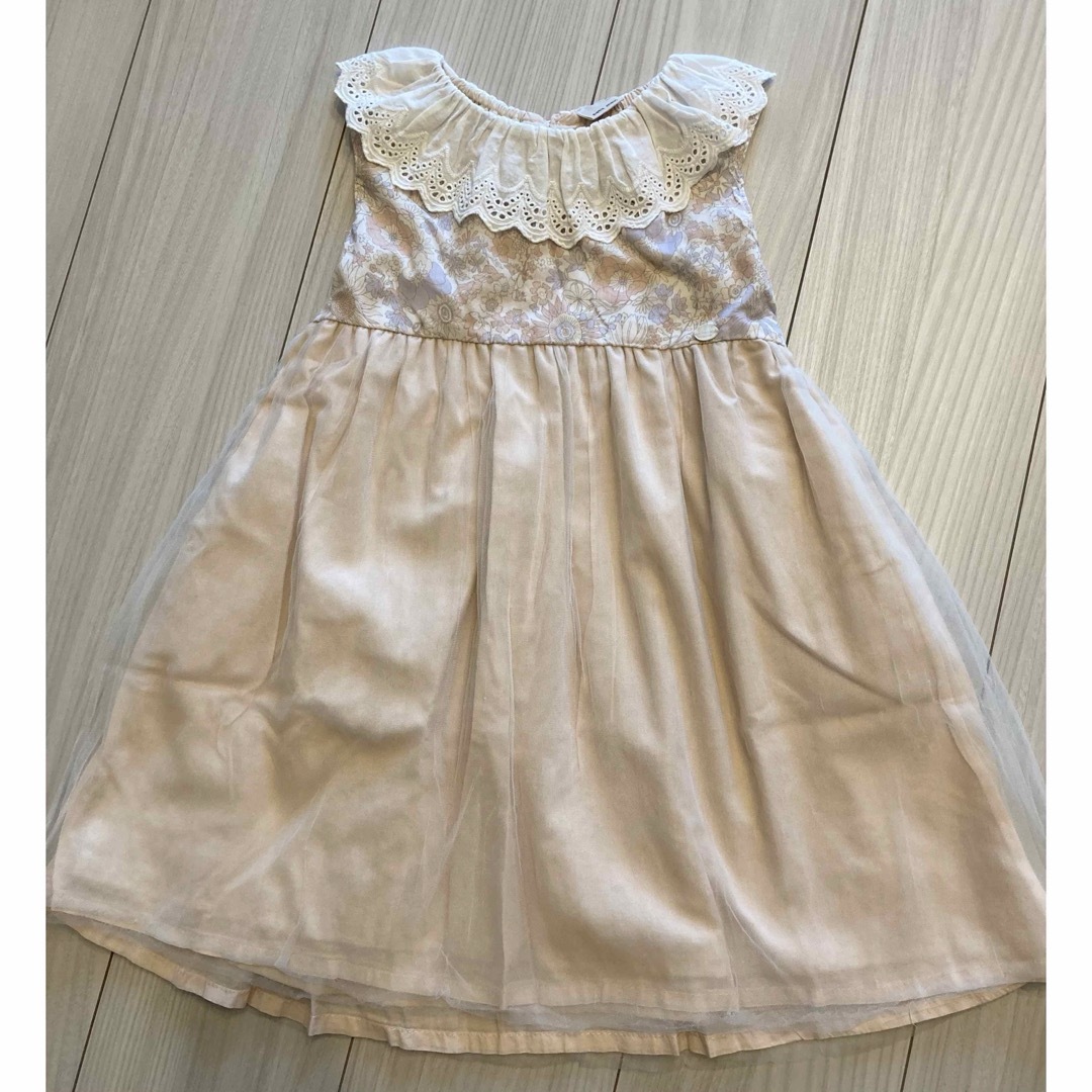 petit main(プティマイン)のpetit main 花柄×チュールワンピース 110cm キッズ/ベビー/マタニティのキッズ服女の子用(90cm~)(ワンピース)の商品写真