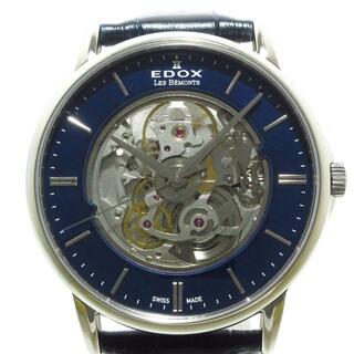 EDOX - EDOX(エドックス) 腕時計美品  レ・ベモン オープンハートオートマティック 85300-3-BUIN メンズ 革ベルト/裏スケ ネイビー×クリア