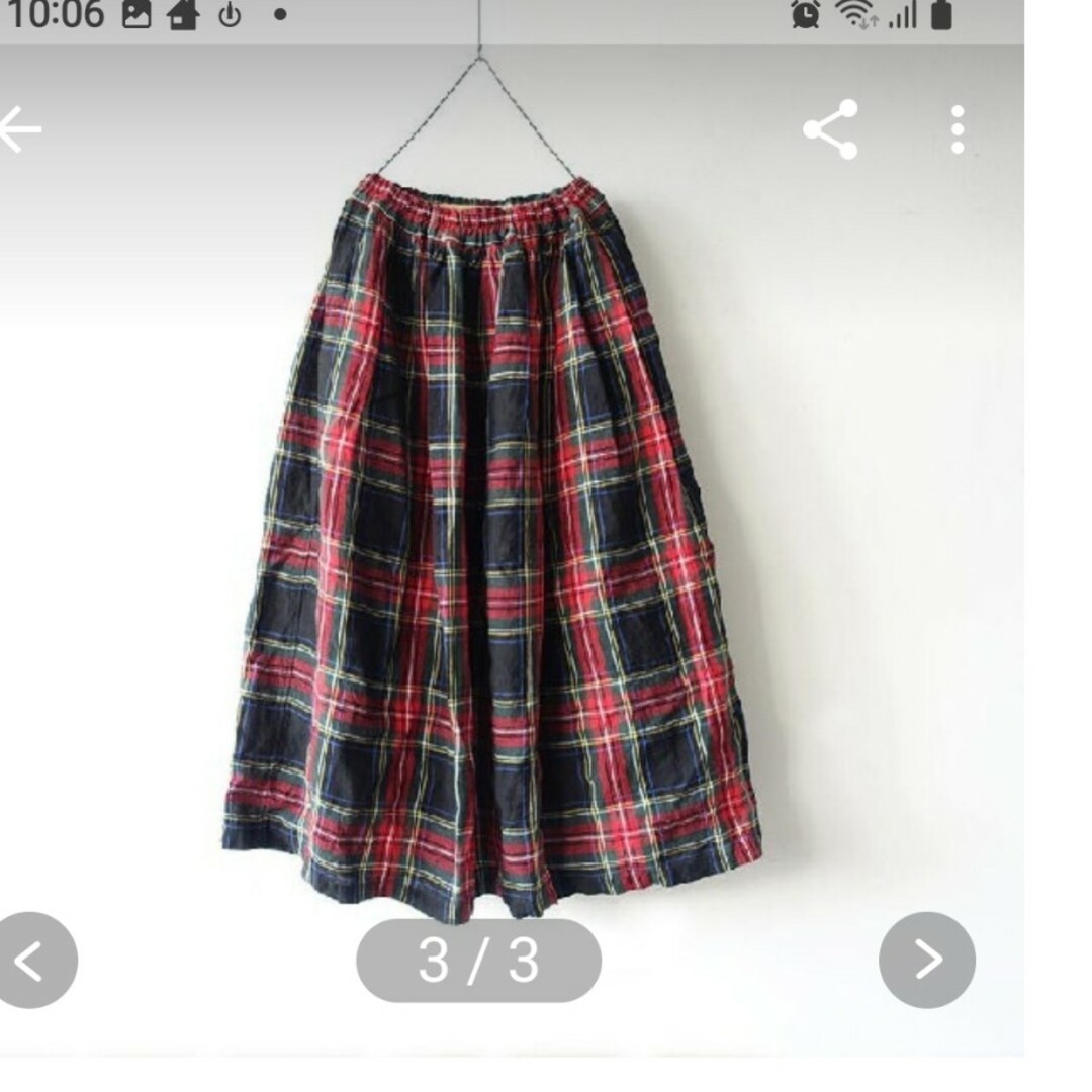 イチアンティークス　リネンタータンチェックスカート レディースのスカート(ロングスカート)の商品写真