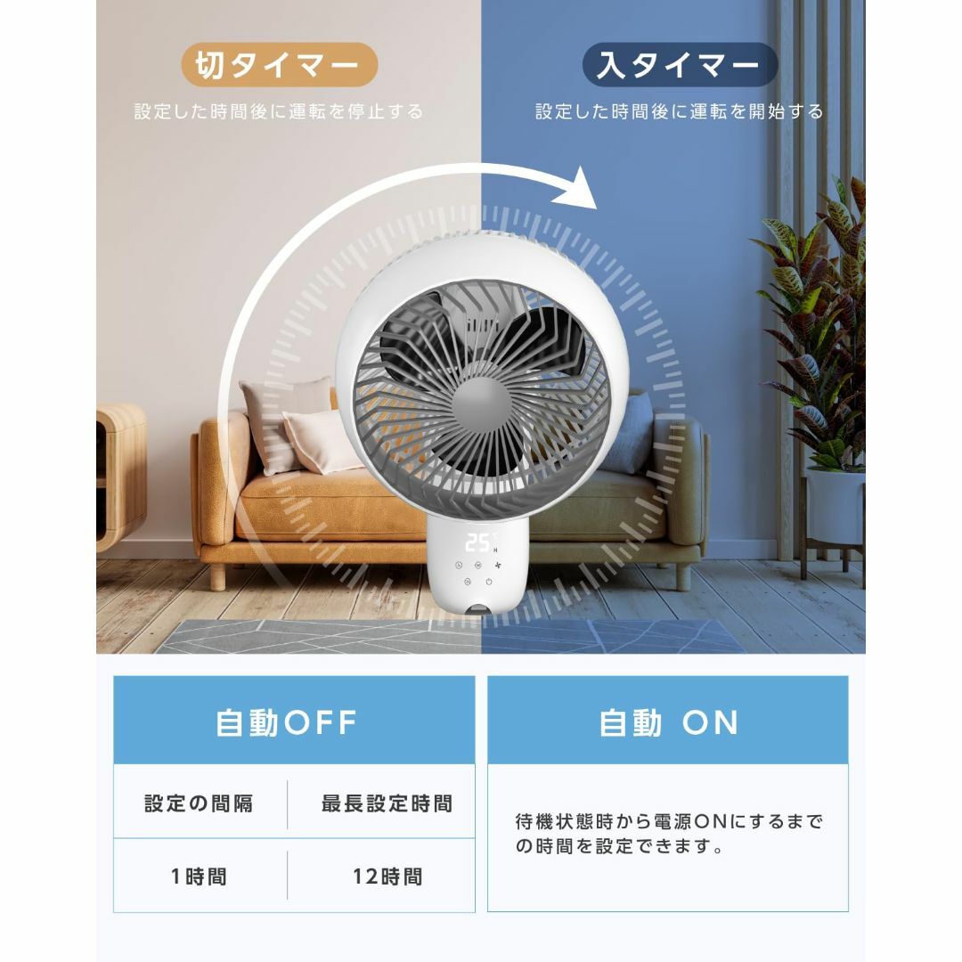 【色: ホワイト】【ｈｉｄｅｍａｓａ】サーキュレーター リモコン付き 扇風機 壁 スマホ/家電/カメラの冷暖房/空調(その他)の商品写真