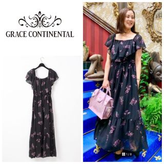 GRACE CONTINENTAL - グレースコンチネンタル ドットシフォンフラワーワンピース 36