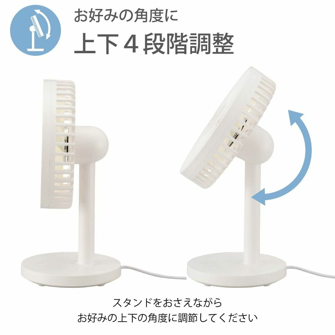 オーム電機 USBミニファン 風量3段階 卓上扇風機 USB扇風機 ホワイト K スマホ/家電/カメラの冷暖房/空調(その他)の商品写真